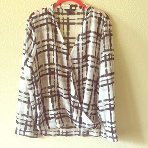 Black, white, blush pink blouse by Banana Republic